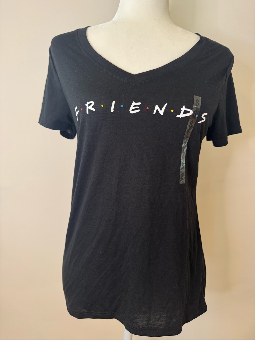 Friends Black V-Neck Graphic Tee